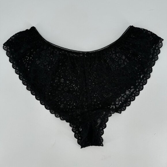 Victoria's Secrets Black Lace Up Scallop Trim Lace Evening Small Underwear NWT - Picture 3 of 4